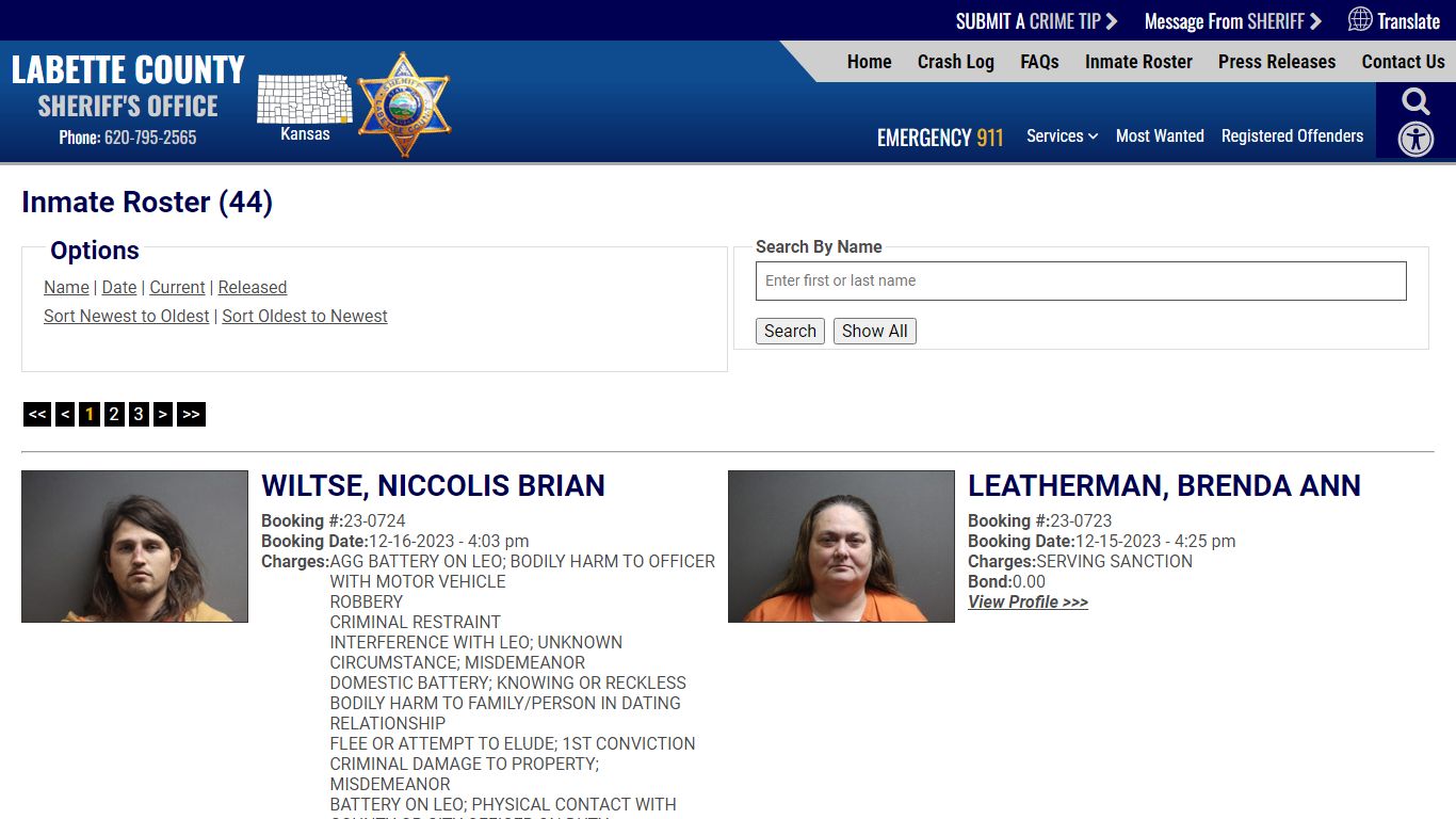 Inmate Roster (54) - Labette County Sheriff KS