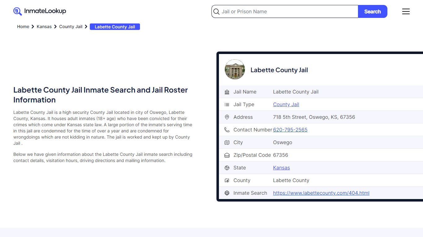 Labette County Jail Inmate Search - Oswego Kansas - Inmate Lookup