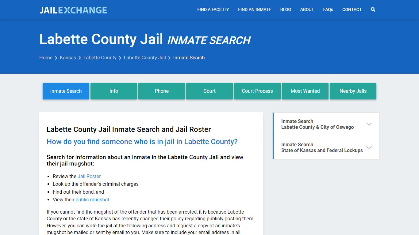 Inmate Search: Roster & Mugshots - Labette County Jail, KS