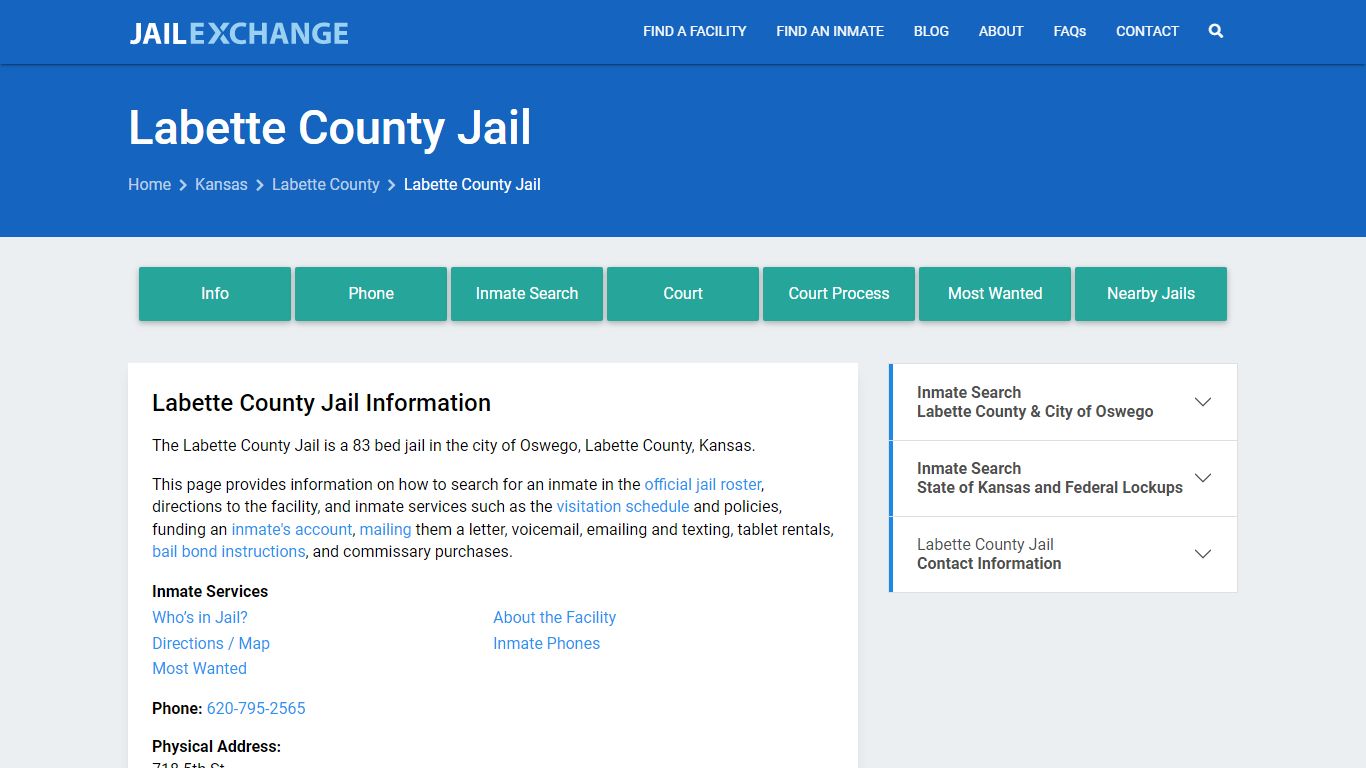 Labette County Jail, KS Inmate Search, Information